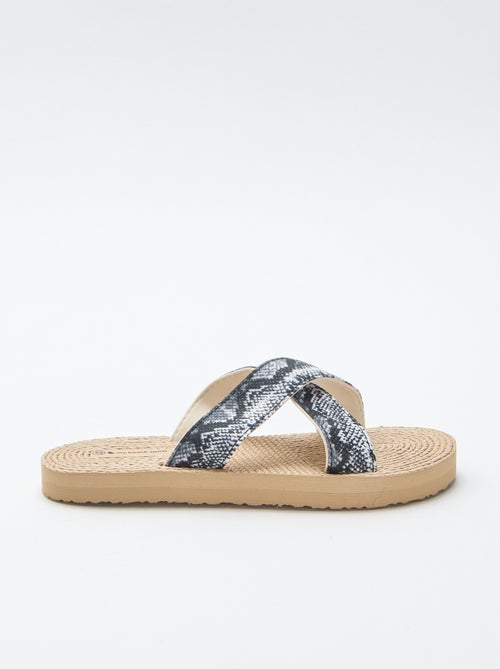 Mules avec lanières croisées en textile - Kiabi