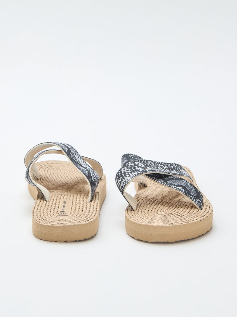 Mules avec lanières croisées en textile Beige - Kiabi