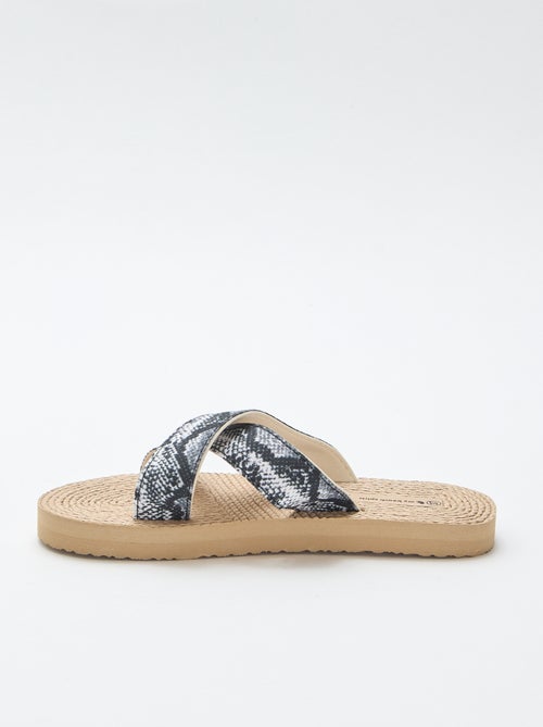 Mules avec lanières croisées en textile - Kiabi