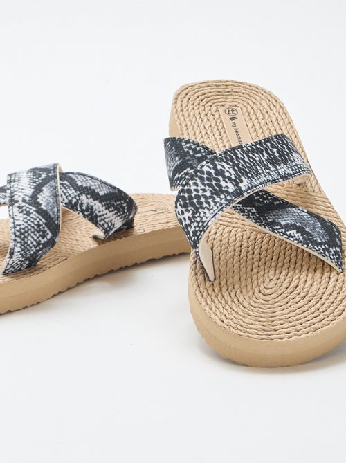 Mules avec lanières croisées en textile - Kiabi