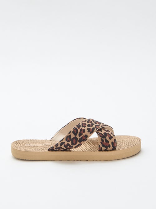 Mules avec lanières croisées en textile - Kiabi
