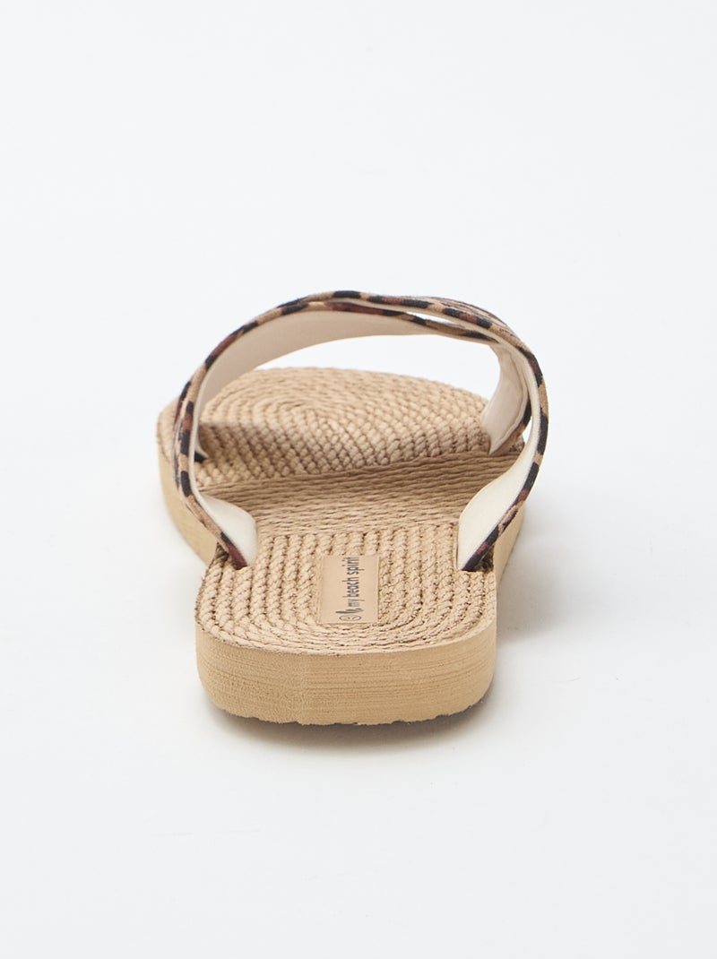 Mules avec lanières croisées en textile Marron - Kiabi