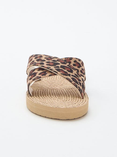 Mules avec lanières croisées en textile - Kiabi