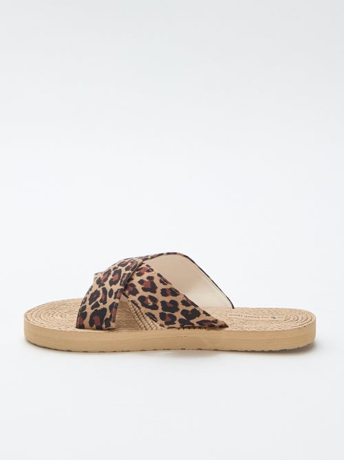 Mules avec lanières croisées en textile - Kiabi