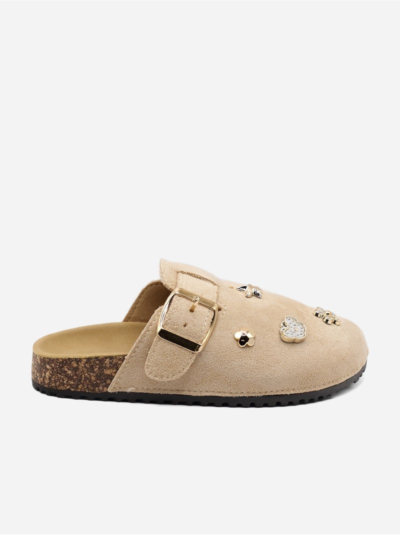 Mules avec pins Taupe - Kiabi