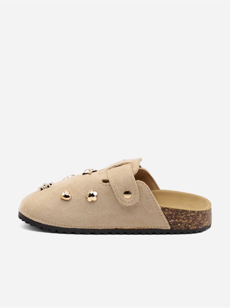 Mules avec pins Taupe - Kiabi