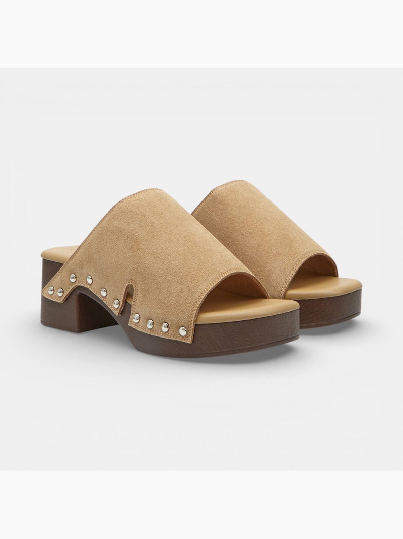 Mules avec talon et bride Bata Bronze - Kiabi