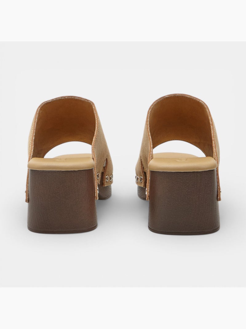 Mules avec talon et bride Bata Bronze - Kiabi