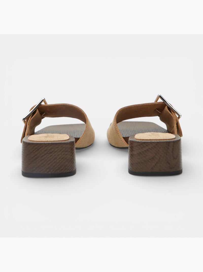 Mules avec talon et bride Bata Marron - Kiabi
