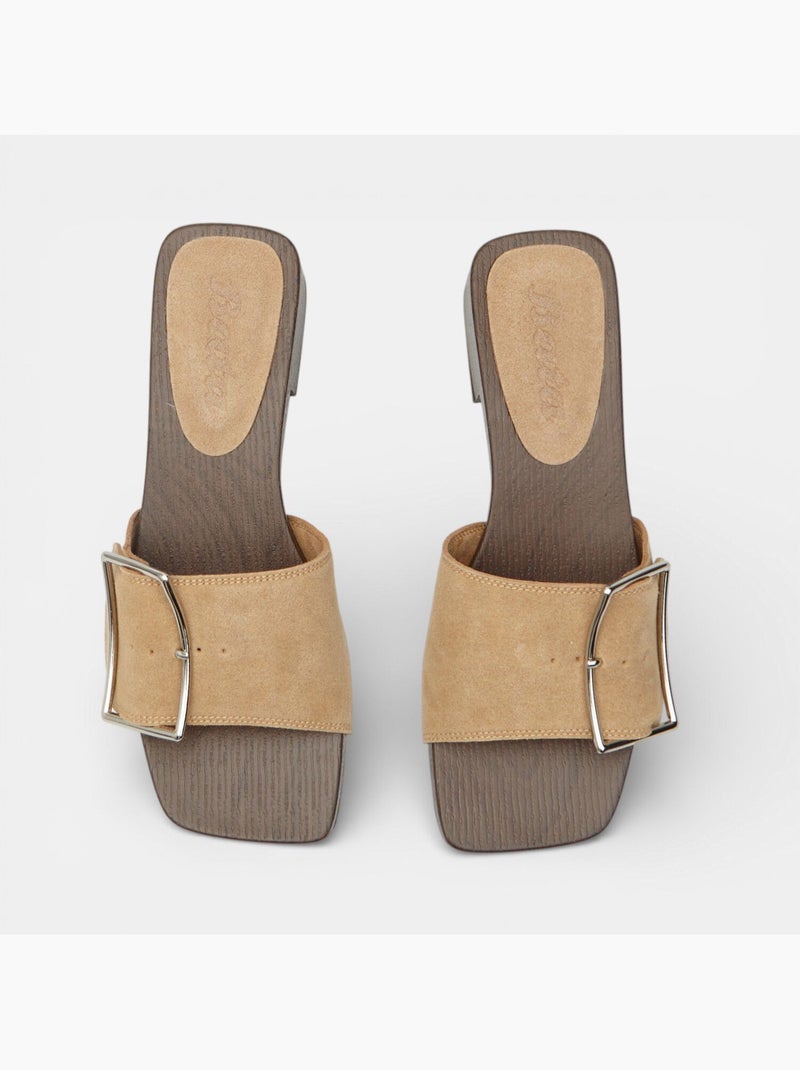 Mules avec talon et bride Bata Marron - Kiabi