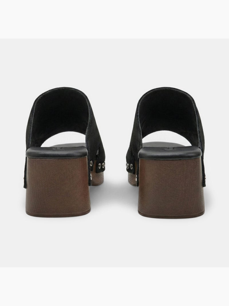Mules avec talon et bride Bata Noir - Kiabi