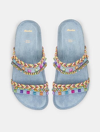 Mules Bata Red Label avec cordes tressées et applications bijoux