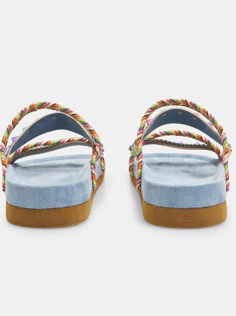 Mules Bata Red Label avec cordes tressées et applications bijoux Bleu - Kiabi