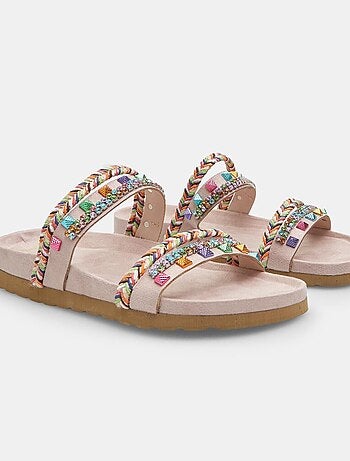 Mules Bata Red Label avec cordes tressées et applications bijoux