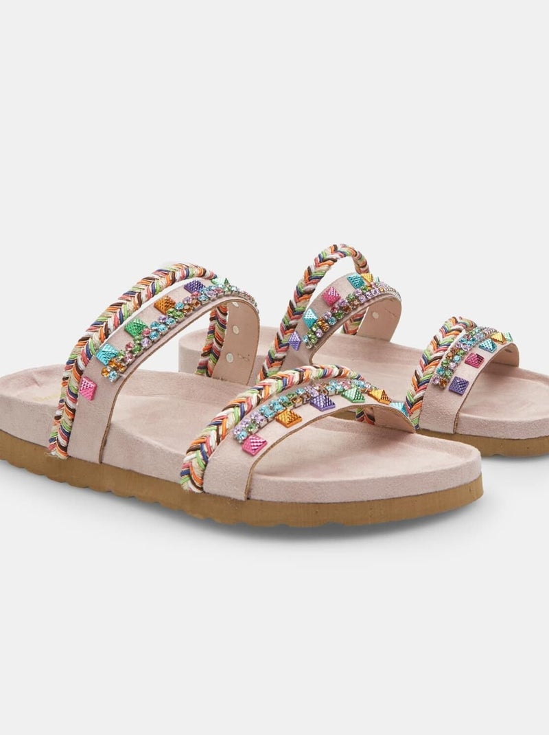 Mules Bata Red Label avec cordes tressées et applications bijoux Rose - Kiabi