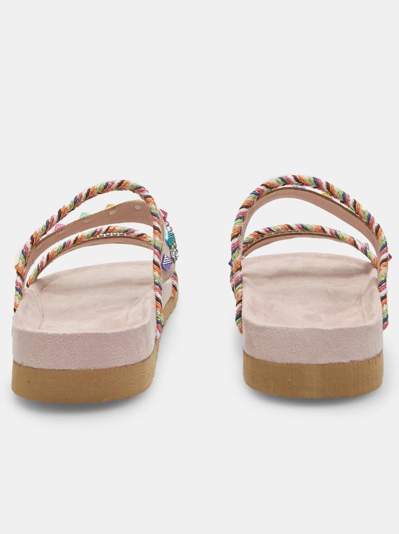 Mules Bata Red Label avec cordes tressées et applications bijoux Rose - Kiabi