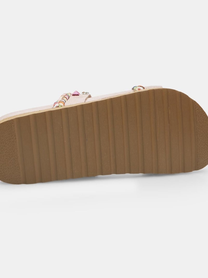 Mules Bata Red Label avec cordes tressées et applications bijoux Rose - Kiabi