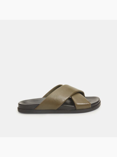 Mules Bata Red Label en cuir avec bandes croisées - Kiabi