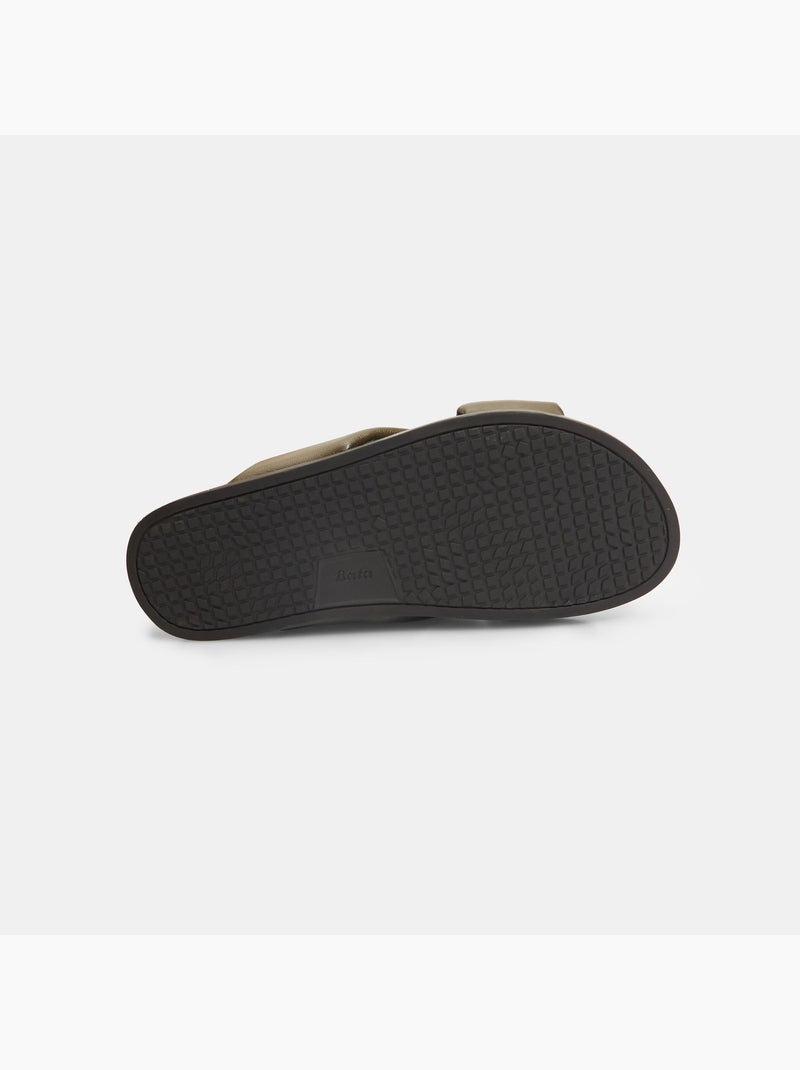 Mules Bata Red Label en cuir avec bandes croisées Vert - Kiabi