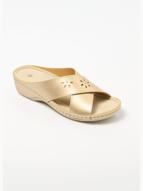 Mules boucles croisées largeur confort talon compensé enrobé - Afibel - Kiabi
