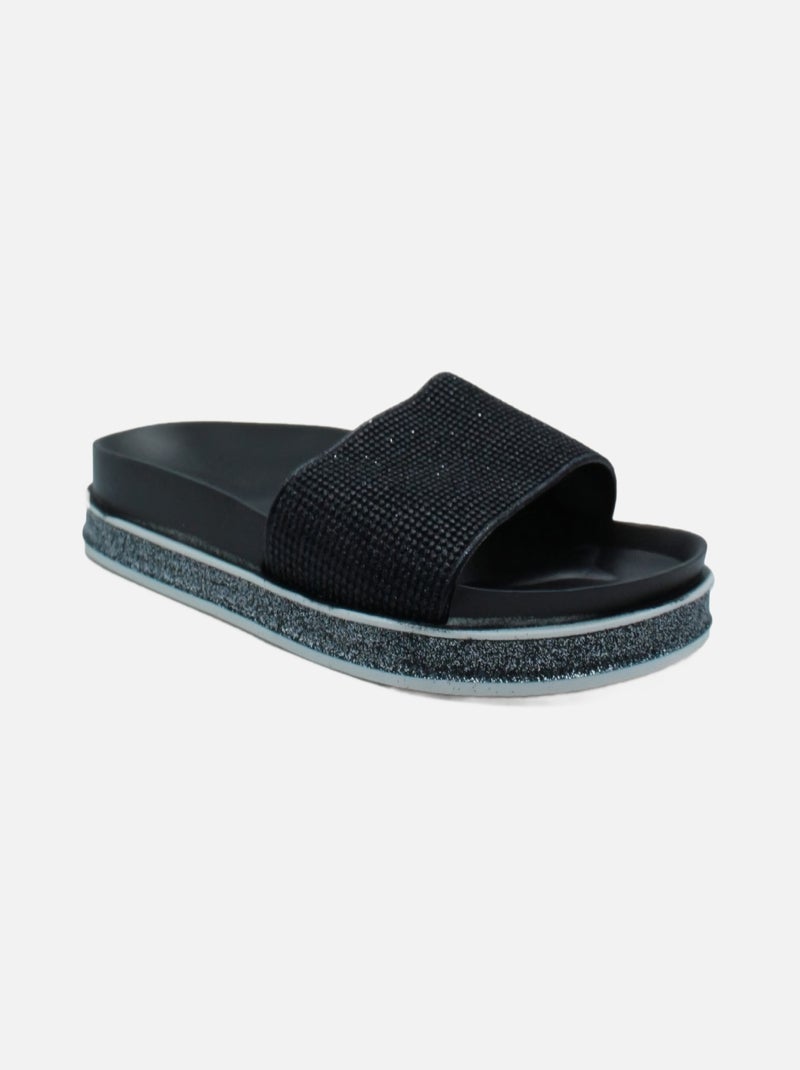 Mules brillantes Kebello Noir Noir - Kiabi