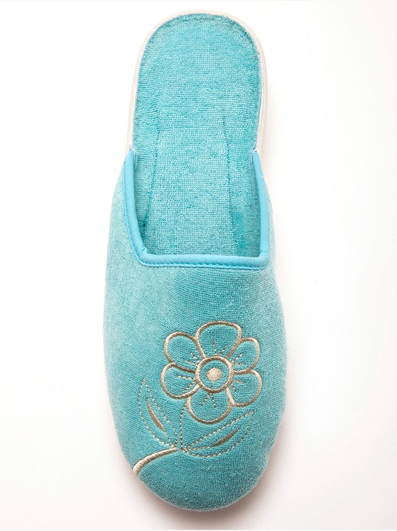 Mules brodées - PEDICONFORT Bleu turquoise - Kiabi