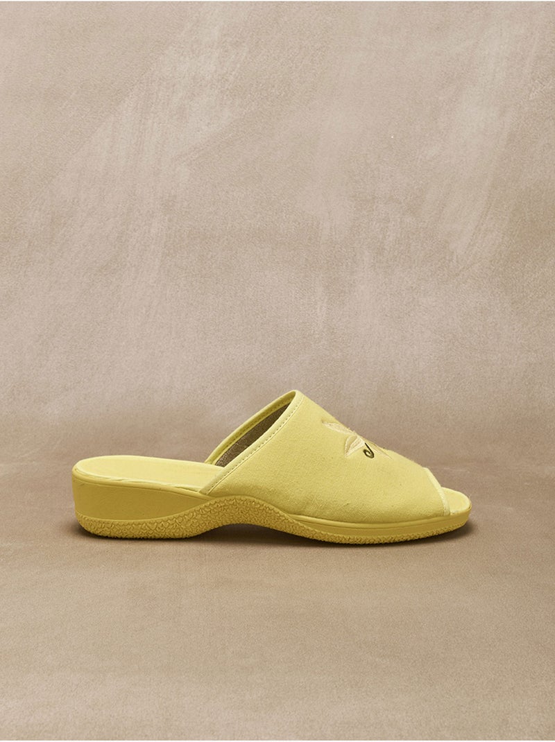 Mules brodées doublure éponge - PEDICONFORT Jaune - Kiabi