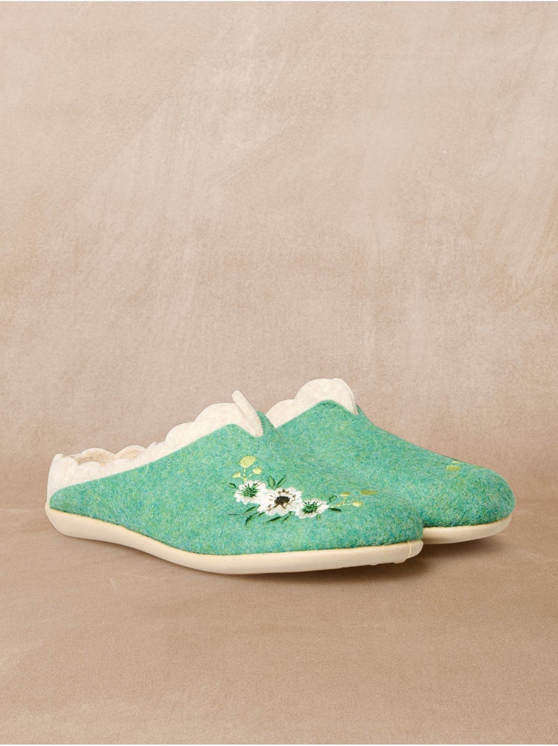 Mules brodées semelle amovible - PEDICONFORT Vert - Kiabi