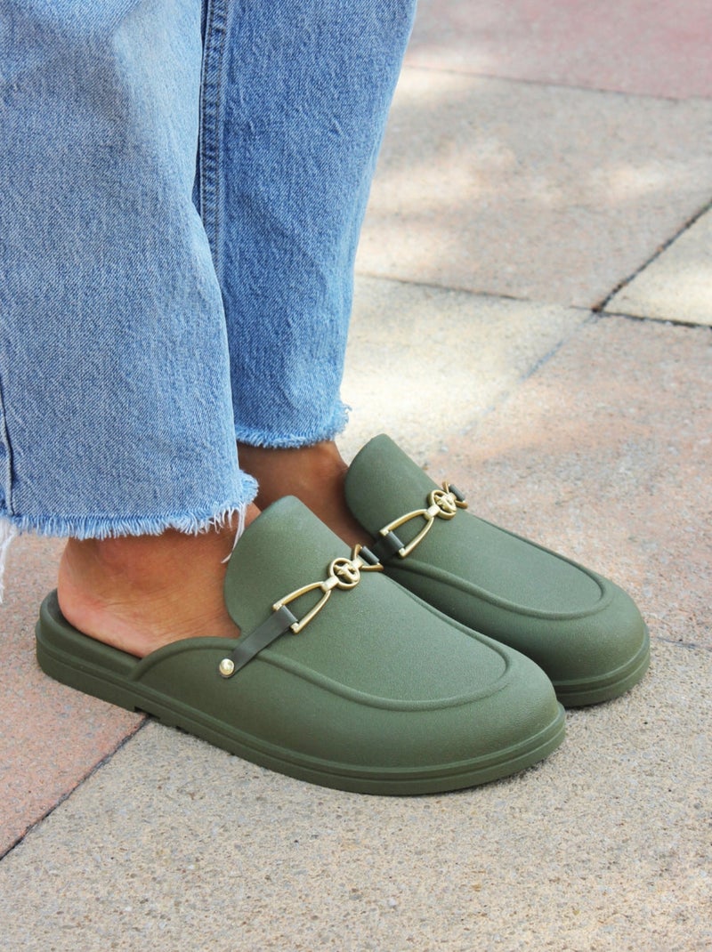 Mules Campos Classic Cacatoès Kaki foncé - Kiabi