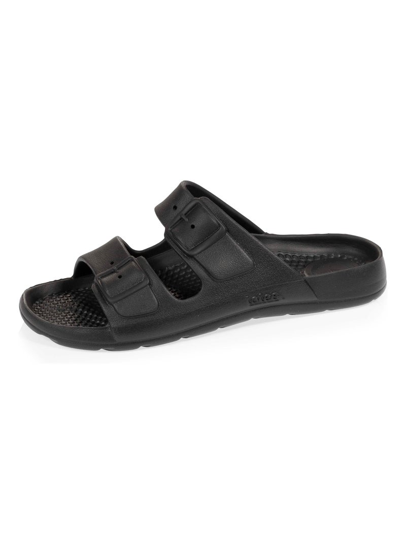Mules claquettes 2 brides Noir - Kiabi
