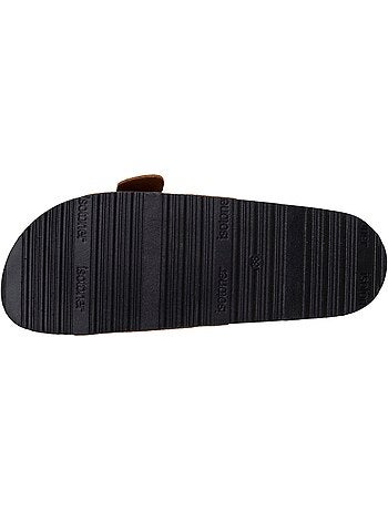 Mules claquettes à simple bride Noire, semelle intérieur patch talon ultra confortables Isotoner