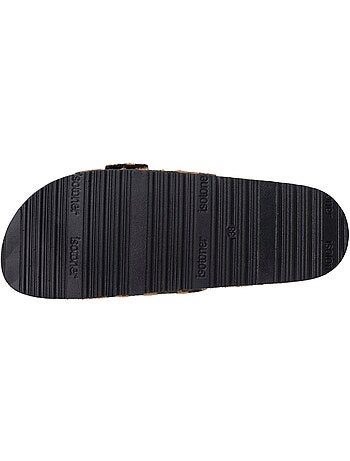 Mules claquettes à simple bride Noire, semelle intérieur patch talon ultra confortables Isotoner