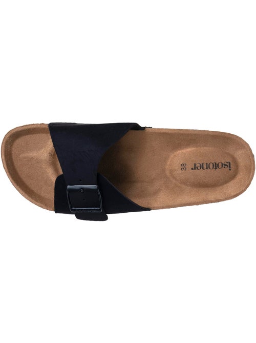 Mules claquettes à simple bride Noire, semelle intérieur patch talon ultra confortables  Isotoner - Kiabi