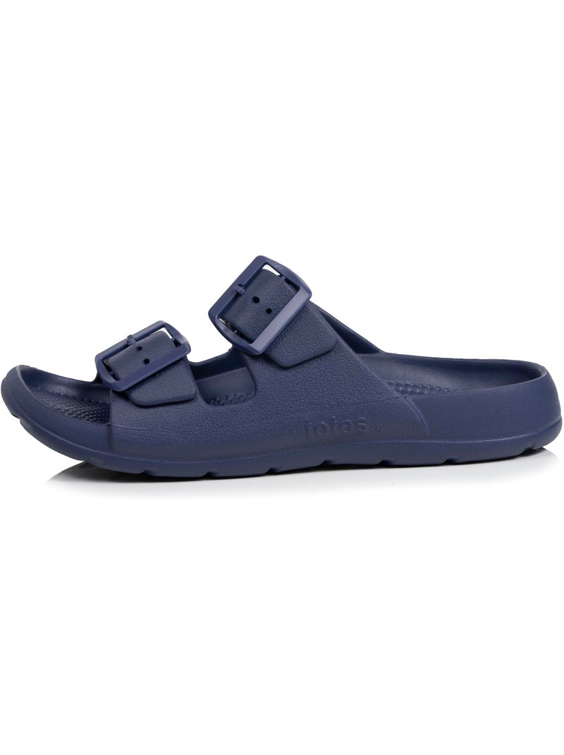 Mules claquettes double bride, semelle confortable et légère, sandale de plage, piscine Bleu marine - Kiabi