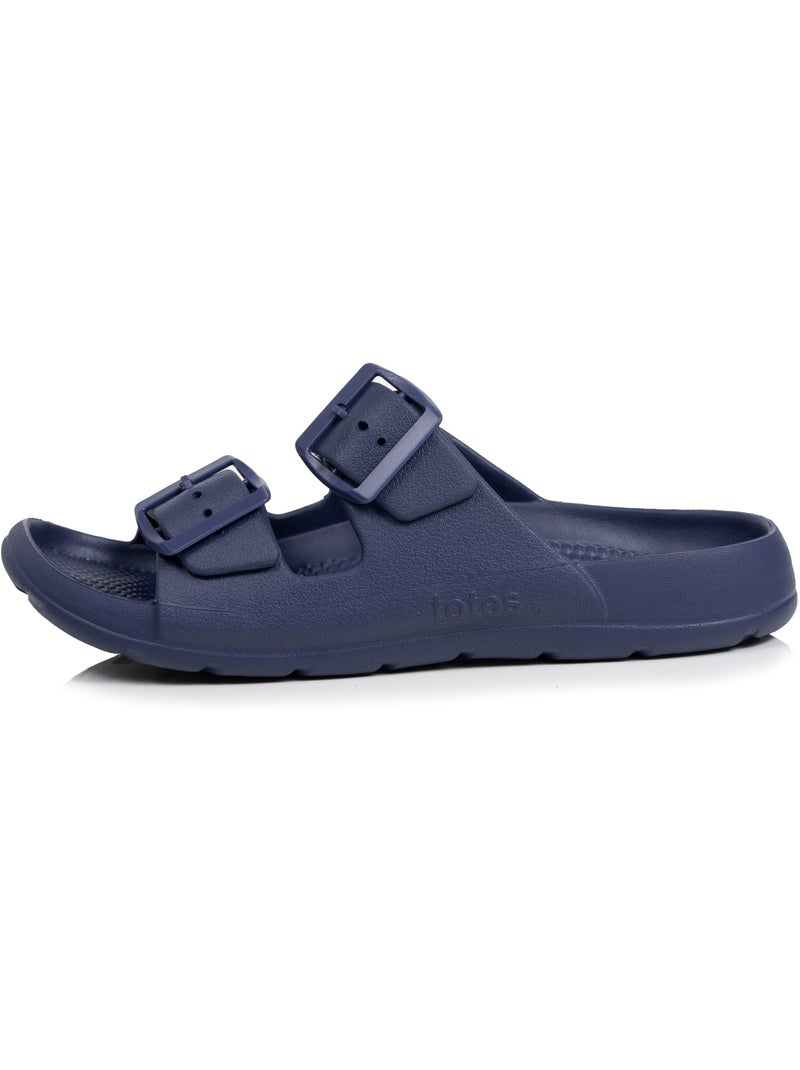 Mules claquettes Double bride, semelle confortable et légère, sandale de plage, piscine  Isotoner Bleu marine - Kiabi