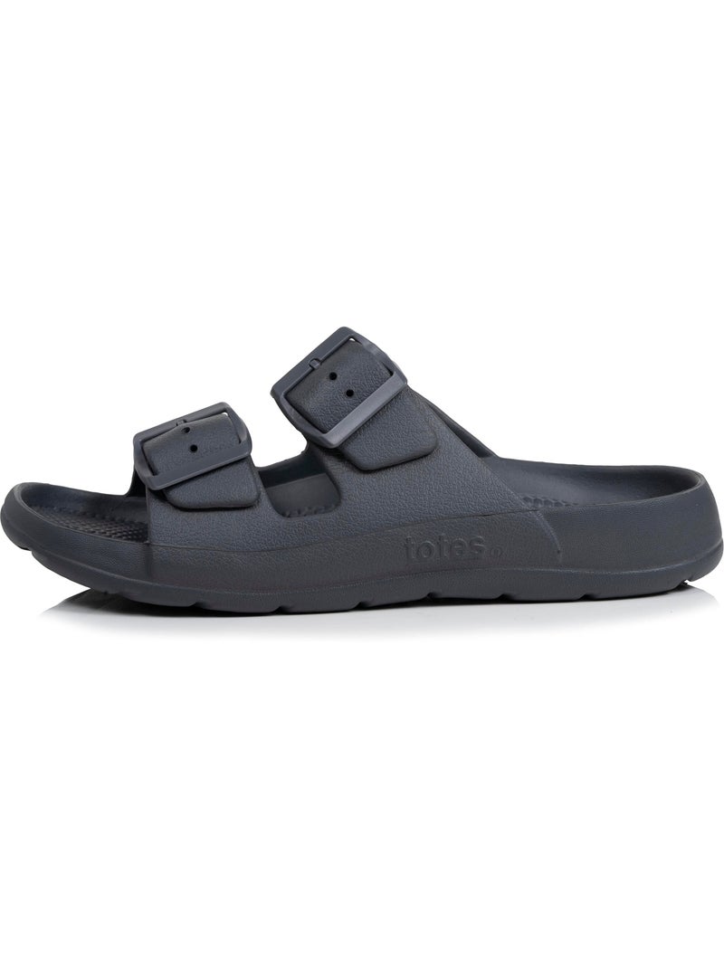 Mules claquettes Double bride, semelle confortable et légère, sandale de plage, piscine  Isotoner Gris - Kiabi