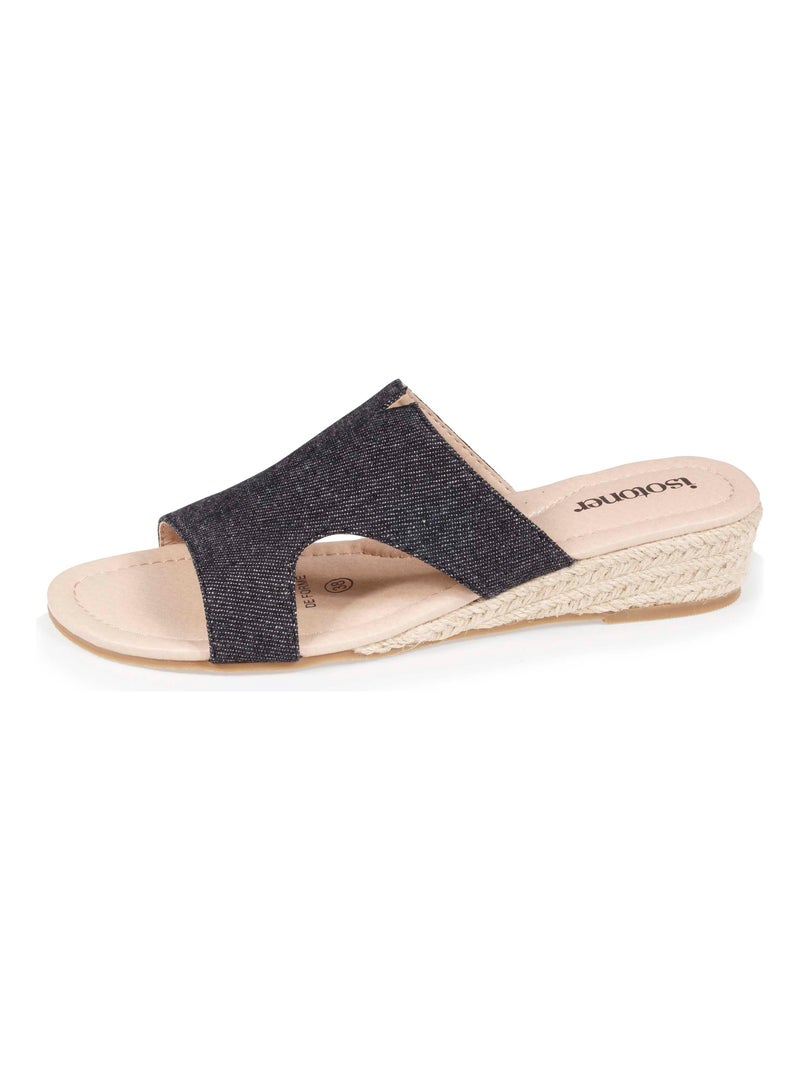 Mules claquettes femme talon jean noir Isotoner Noir - Kiabi