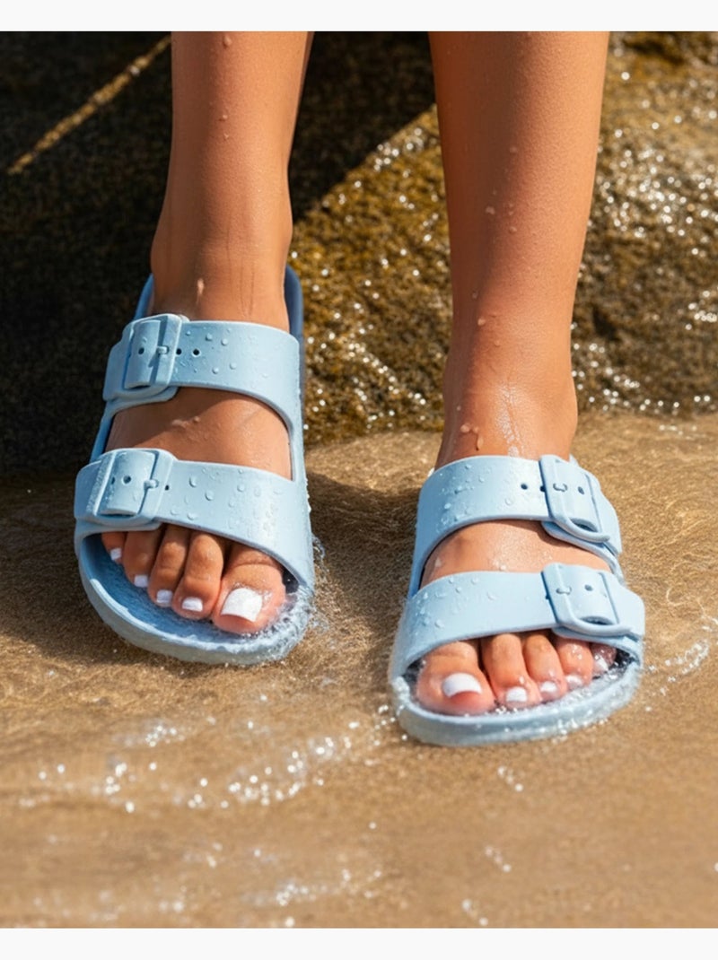 Mules claquettes ultra confortables, faciles à enfiler  isotoner Bleu Noir Bleu - Kiabi