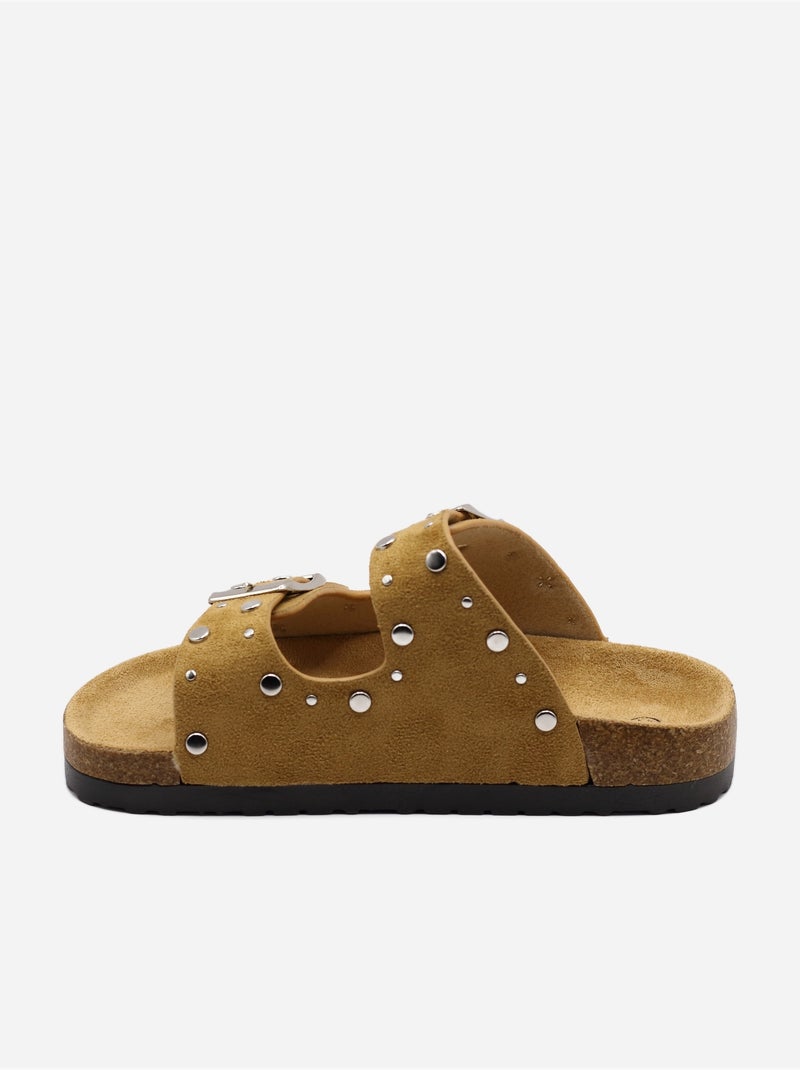 Mules cloutées Camel - Kiabi