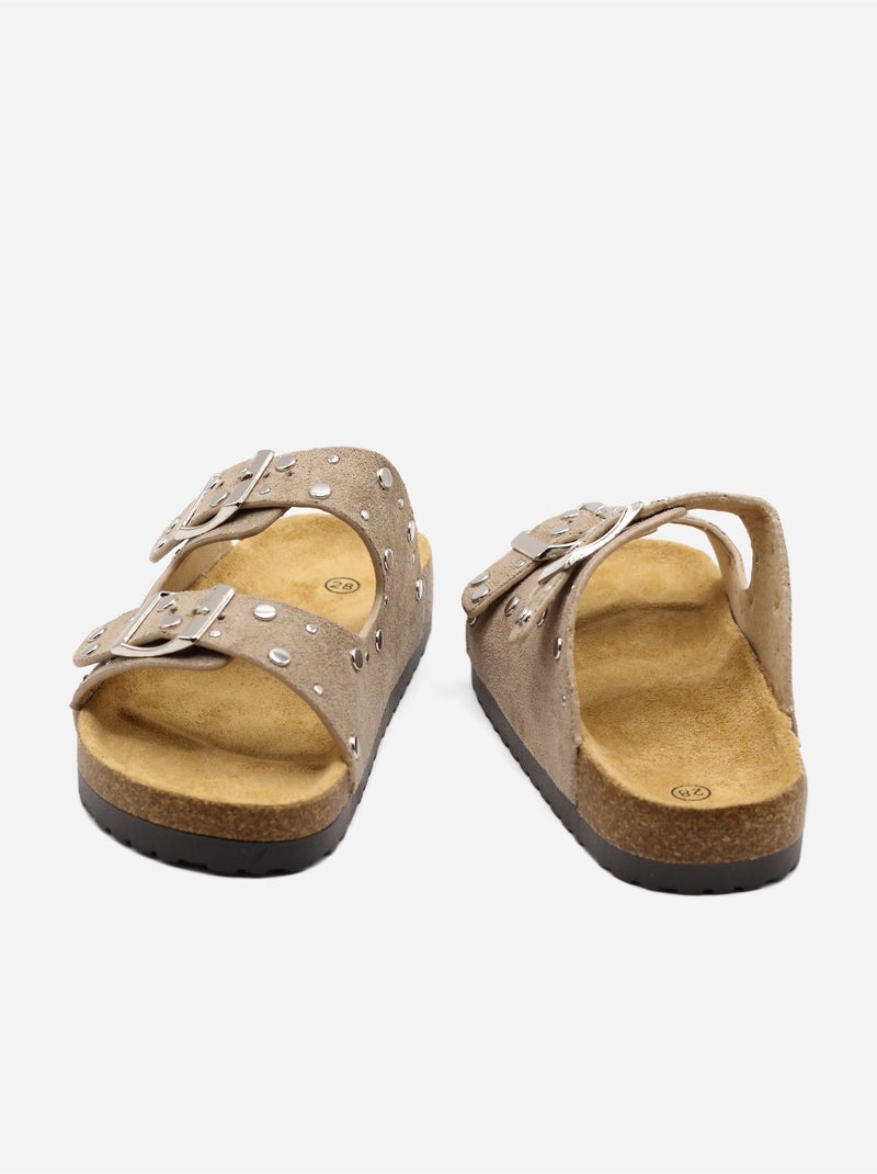 Mules cloutées Taupe - Kiabi