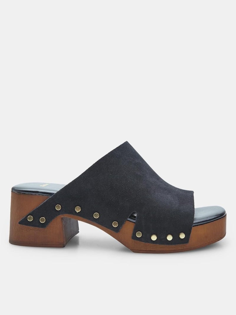 Mules comfortables en daim BATA Noir - Kiabi