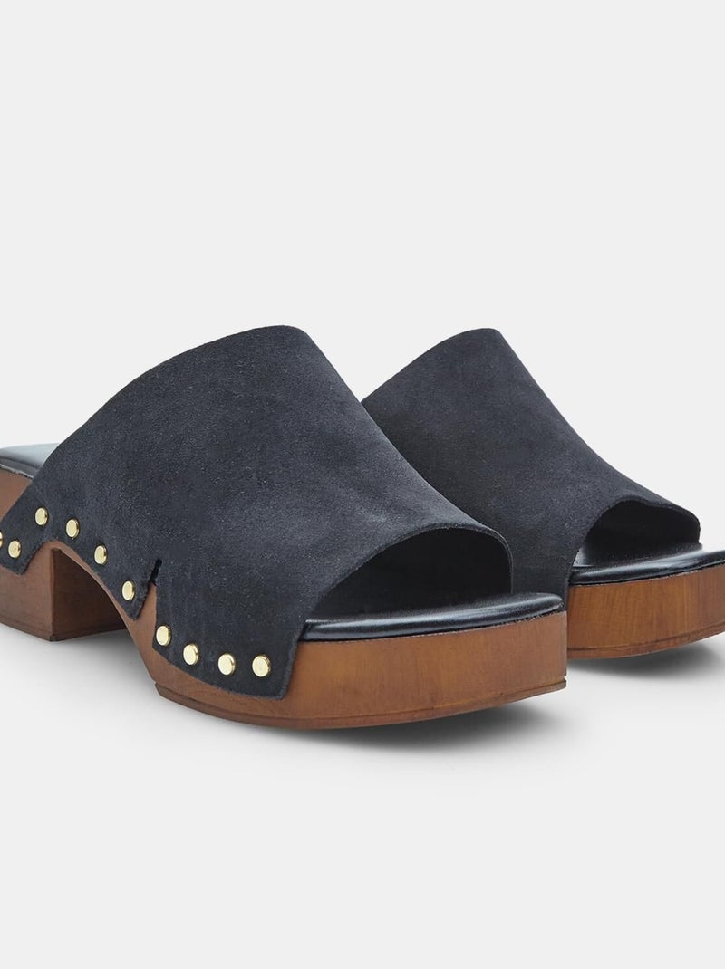 Mules comfortables en daim BATA Noir - Kiabi
