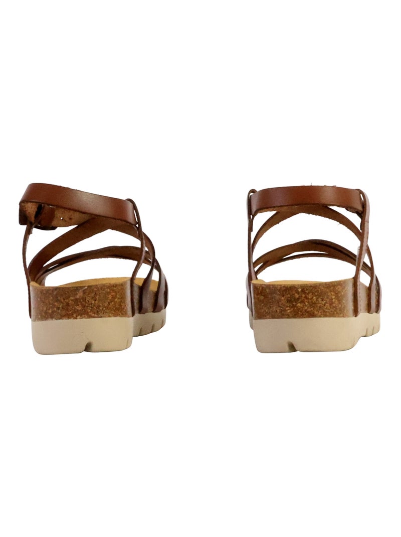 Mules Compensée Cuir Plakton Comba Taupe - Kiabi