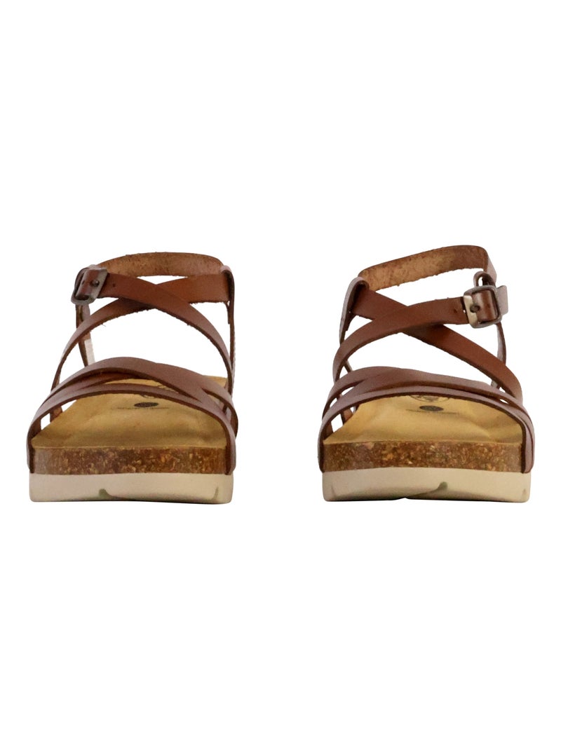 Mules Compensée Cuir Plakton Comba Taupe - Kiabi