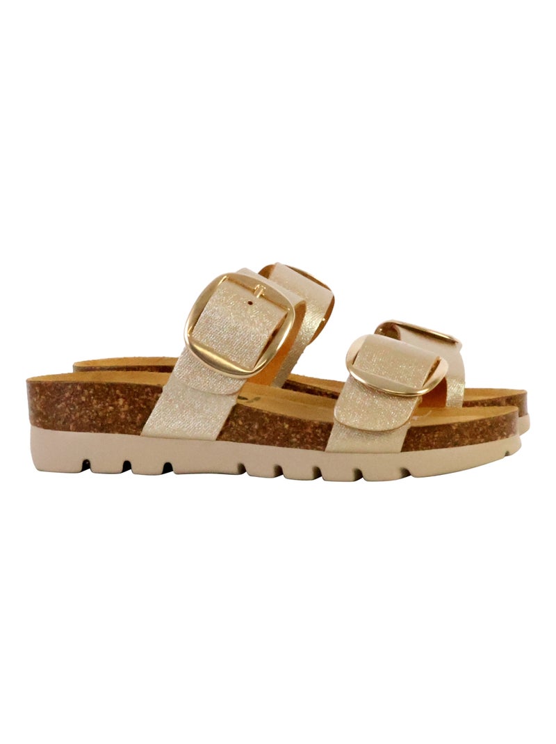Mules Compensée Cuir Plakton Combarro Doré/or - Kiabi
