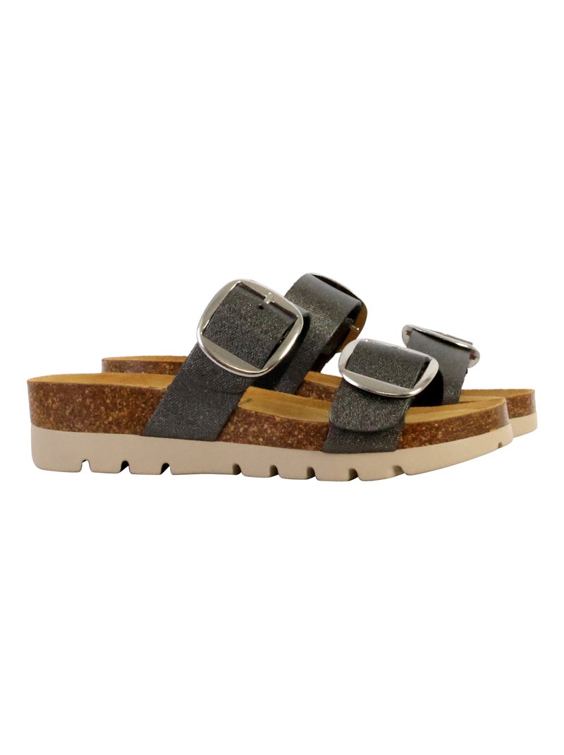 Mules Compensée Cuir Plakton Combarro Noir - Kiabi