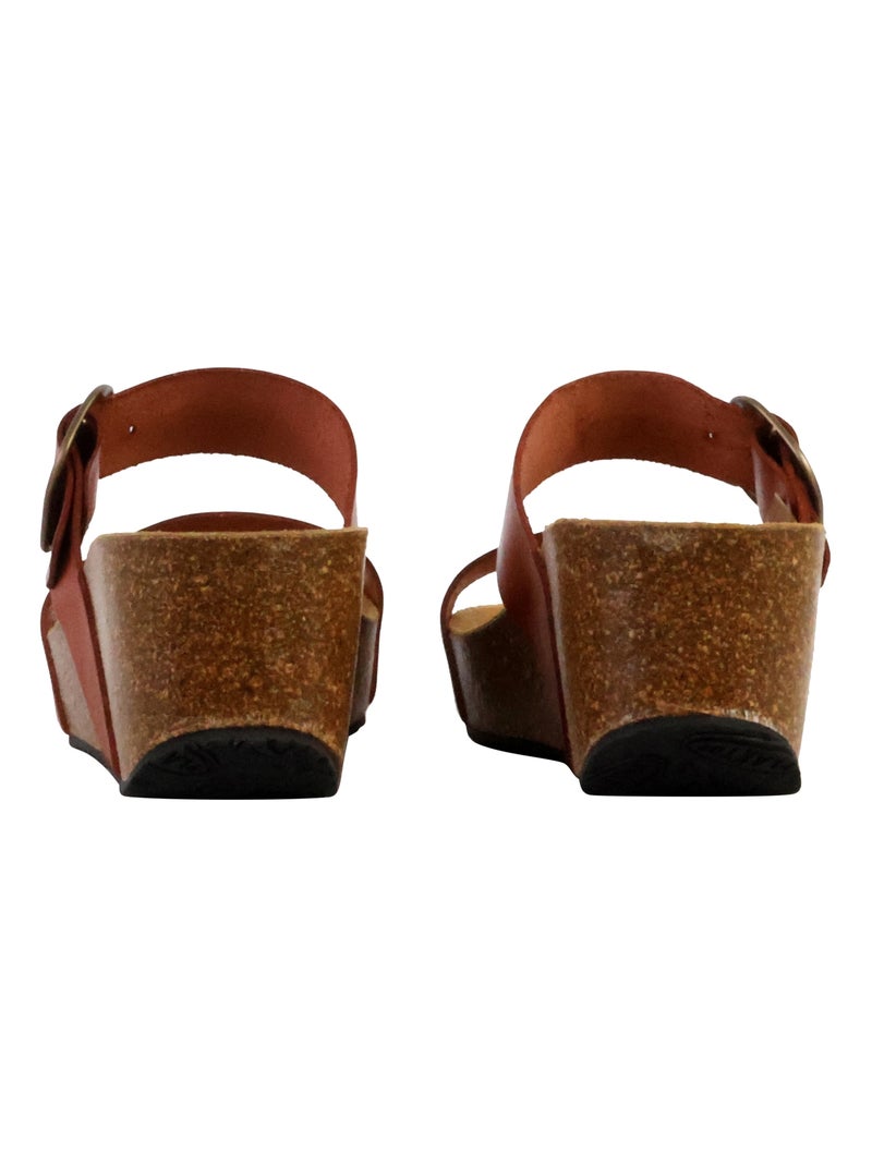 Mules Compensée Cuir Plakton So Rock Marron tabac - Kiabi