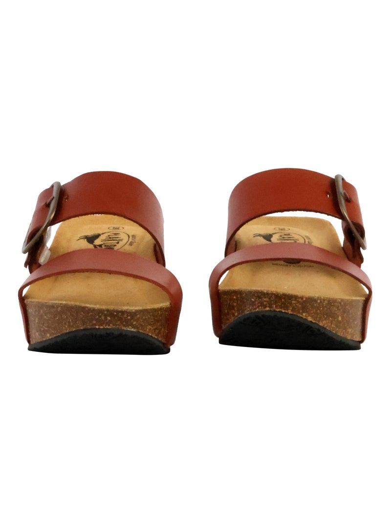 Mules Compensée Cuir Plakton So Rock Marron tabac - Kiabi