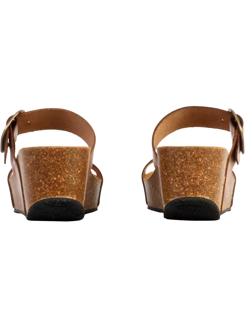 Mules Compensée Cuir Plakton So Rock Taupe - Kiabi