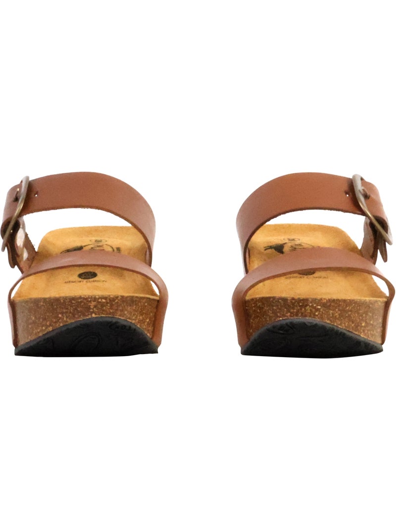 Mules Compensée Cuir Plakton So Rock Taupe - Kiabi